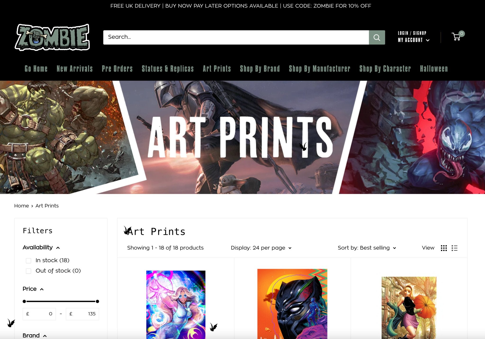 Sideshow Collectible Art Prints Now Available at Zombie! - Zombie