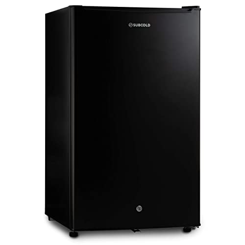 Subcold Eco100 LED Under-Counter Black Fridge | Freestanding Refrigerator | Solid Door with Chiller Box | LED Light + Lock & Key | Energy Efficient (100L, Black)