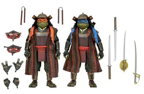 NECA Teenage Mutant Ninja Turtles 3 (Movie) - Turtles in Time- 1:7 Scale Collectible Action Figures, Leonardo & Michelangelo 2-Pack