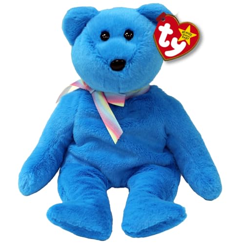 TY Teddy II Bear Blue Original Beanie Babies Regular - Soft Plush Toy for Kids, Teddy, Baby Toy, Collectible Stuffed Plushies