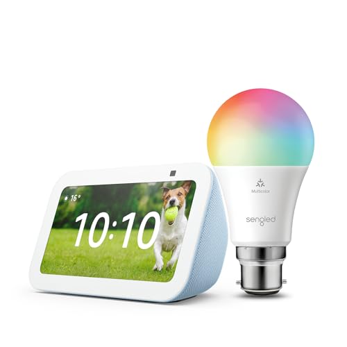 Echo Show 5 (3rd generation) | Cloud Blue + Sengled LED Smart Light Bulb (B22), Works with Alexa - Smart Home Starter Kit