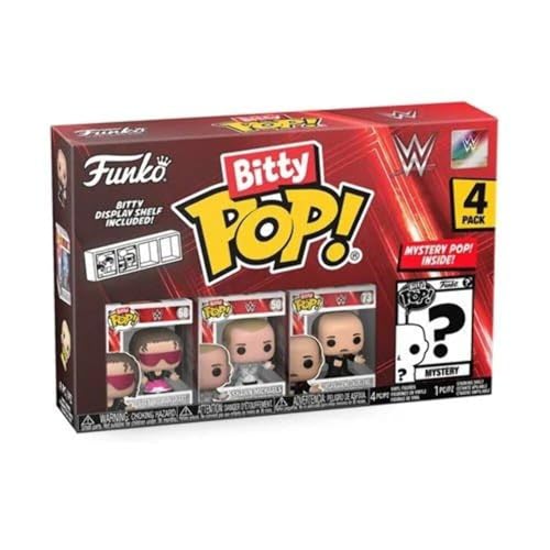 Funko Bitty POP!: WWE - Bret “Hit Man” Hart™, Bitty Pop! Shawn Michaels, Bitty Pop! “Mean” Gene Okerlund™, and a mystery Bitty Pop! figure - 0.9 Inch (2.2 Cm) Collectable - Gift Idea - Cake Topper