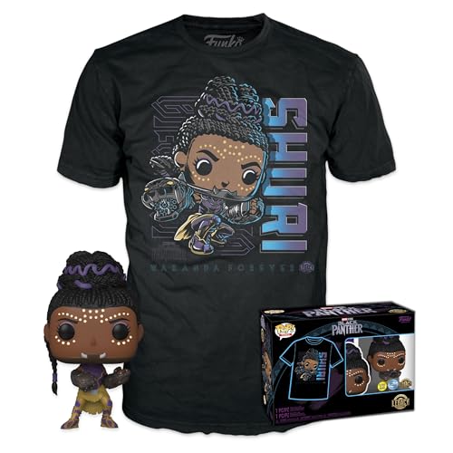 Funko Pop! & Tee: Marvel - Black Panther Shuri - Large - (L) - T-Shirt - Clothes With Collectable Vinyl Figure - Gift Idea - Toys and Short Sleeve Top for Adults Unisex Men and Women - Movies Fans