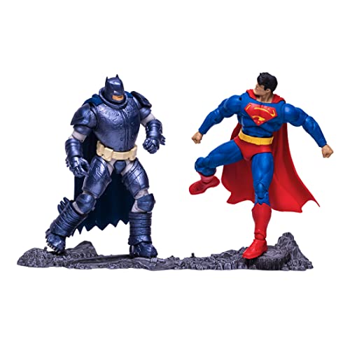 McFarlane Toys, DC Multiverse 2 pack 7-inch Dark Knight Returns Batman Vs Superman Action Figure Set, DC Page Punchers Collectable Figures with Collectors Comic Book - Ages 12+