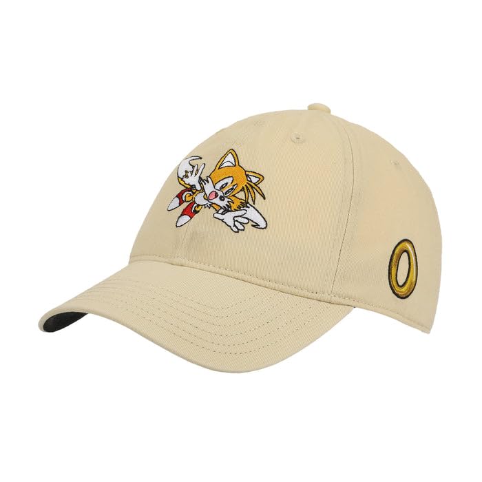 Bioworld Sonic The Hedgehog Tails Heavy Cotton Wash Adult Adjustable Slide Stone Cap Beige