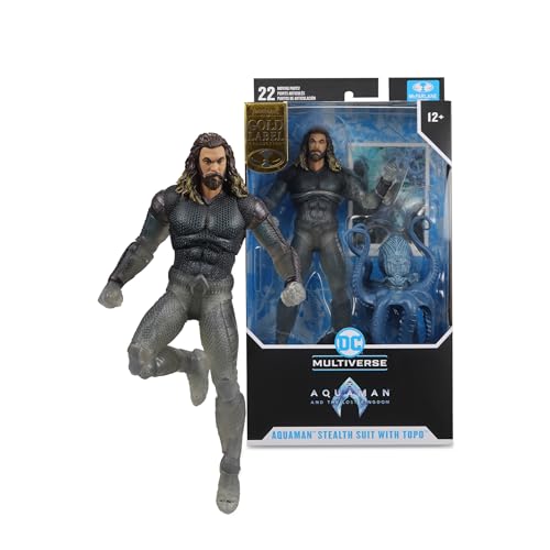 McFarlane Toys DC Multiverse Aquaman Stealth Suit with Topo 7-Inch Action Figure Gold Label - Incredibly Detailed King of Atlantis with Ultra Articulation and Collectible Art Card