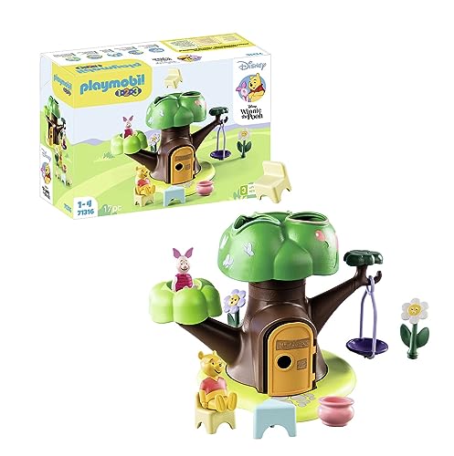 Playmobil 71316 1.2.3 & Disney: Winnie's & Piglet's Tree House, Winnie-the-Pooh, educational toys for toddlers, gifting toy and fun imaginative role-play, playsets for children ages 12 months+