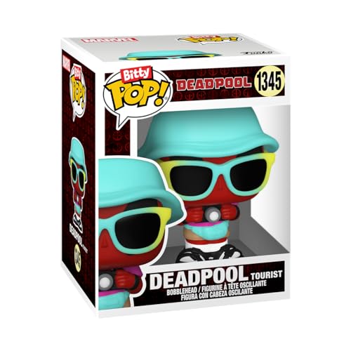 Funko Bitty Pop! Deadpool (Backyard Griller), Deadpool (Clown), Deadpool (Bedtime), and a mystery Bitty Pop! figure - 0.9 Inch (2.2 Cm) Collectable - Stackable Display Shelf Included