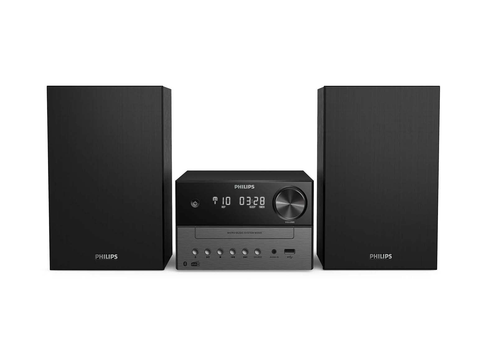 PHILIPS Micro Music System with Bluetooth/Hifi System, DAB+, FM Radio, USB, CD Player, MP3, Bass-Reflex Speakers, Digital Sound Control, 18 W Audio TAM3505/12