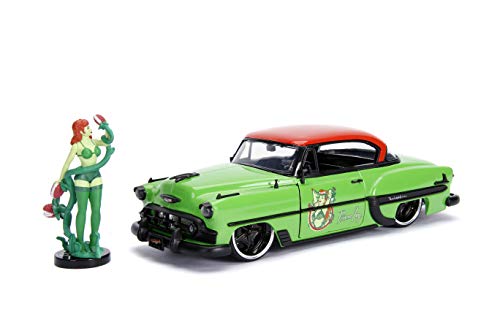 Jada Toys 253255009 Comics Bombshells 1953 Chevy Bel Air Hard Toy Car Die-cast Doors Boot & Bonnet Opening Includes Poison Ivy Figure 1:24 Scale, Green/red, Standard Size