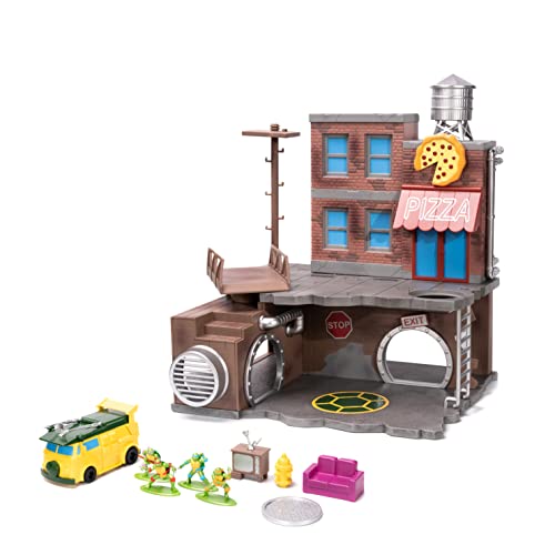 Teenage Mutant Ninja Turtles Turtle Lair Nano Scene w/ 1.65" Die-Cast Collectible Figures, Toys for Kids and Adults