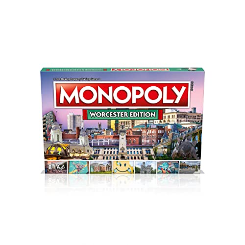 MONOPOLY Board Game - Worcester Edition: 2-6 Players Family Board Games for Kids and Adults, Board Games for Kids 8 and up, for Kids and Adults, Ideal for Game Night