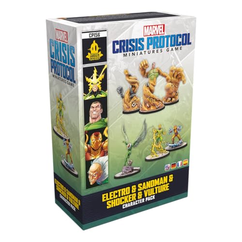 ATOMIC MASS GAMES | Marvel Crisis Protocol: Electro & Sandman & Shocker & Vulture | Miniatures Board Game | Ages 14+ | 2 Players | 90 Minutes Playing Time