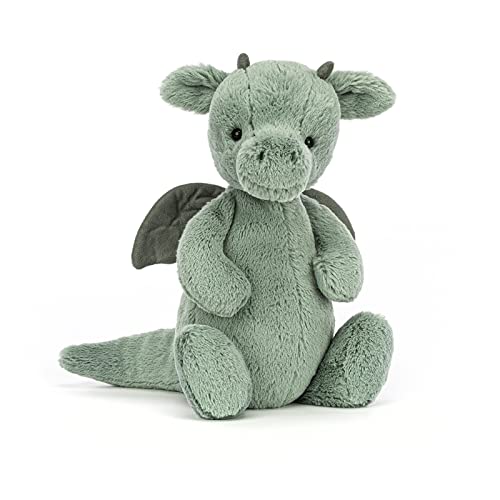 Jellycat Medium Bashful Green Dragon Plush Soft Toy