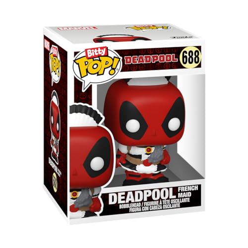 Funko Bitty Pop! Deadpool (Backyard Griller), Deadpool (Clown), Deadpool (Bedtime), and a mystery Bitty Pop! figure - 0.9 Inch (2.2 Cm) Collectable - Stackable Display Shelf Included