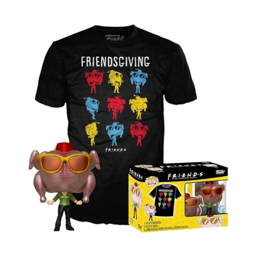 Funko Pop! & Tee: Friends-onica Monica With Turkey Turkey - Medium - T-Shirt - Clothes With Collectable Vinyl Figure - Gift Idea - Toys and Short Sleeve Top for Adults Unisex Men and Women - TV Fans