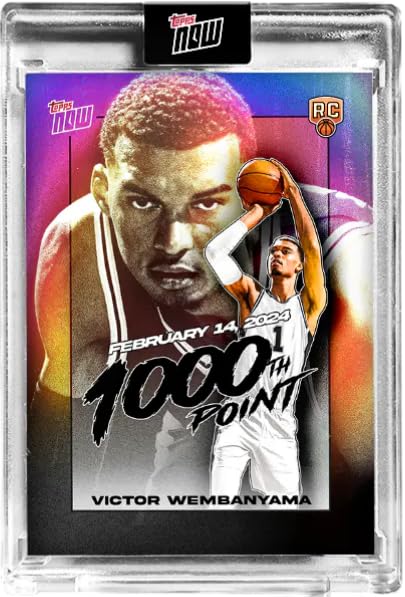 World Trading Cards,Topps Now, Victor Wembanyama #VW-1,1000 Point,Basketball Cards,Basketball Cards,Magnetic Case,Limited Edition Card