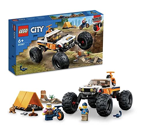 LEGO City 4x4 Off-Roader Adventures Camping Set, Monster Truck Style Car Toy with Working Suspension and Mountain Bikes, Vehicle Toys for Kids Aged 6 and Over 60387