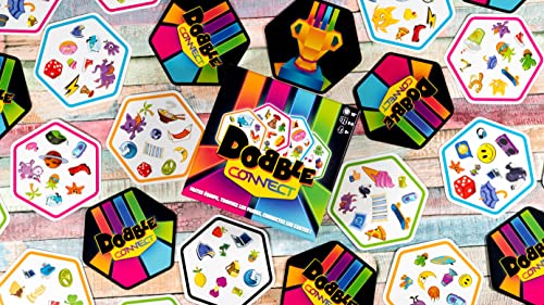 Asmodee | Dobble Connect | Quick Reaction Card Game | Ages 8+ | 2-8 Players | 20 Minutes Playing Time