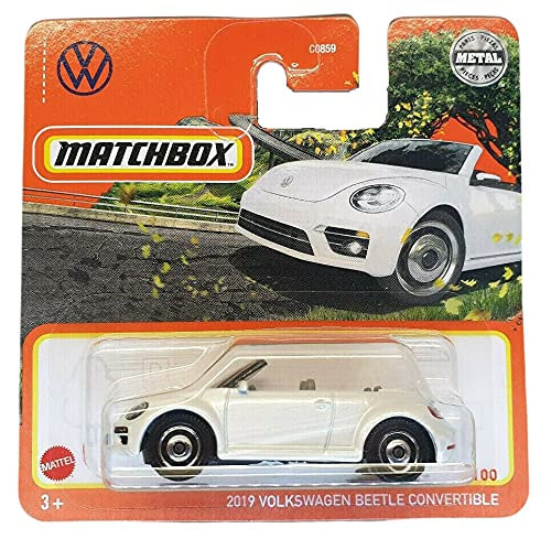 Matchbox MBX - VW - 2019 Volkswagen Beetle Convertible - White Metallic 27/100 - GXM45 - Superfast - Lesney - 2021 - Short Card