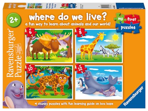 Ravensburger Where Do We Live - My First Jigsaw Puzzles for Kids 2 Years Up (2, 3, 4 & 5 Pieces) - Educational Toys for Toddlers - EYFS