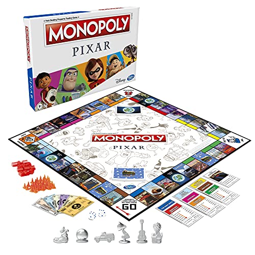 Monopoly: Pixar Edition Board Game for Kids 8 and Up, Buy Locations from Disney and Pixar's Toy Story, The Incredibles, Up, Coco, Lightyear, and More (Amazon Exclusive)