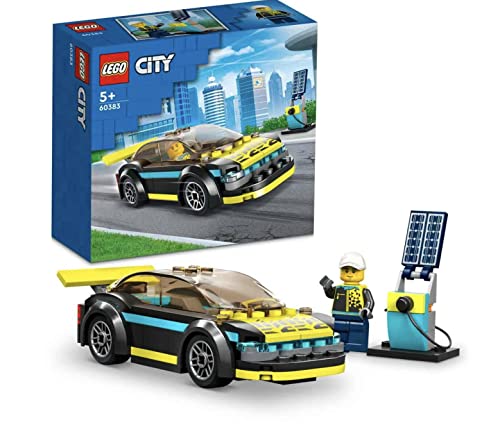 LEGO City Electric Sports Car Toy for 5 Plus Years Old Boys and Girls, Race Car for Kids Set with Racing Driver Minifigure, Building Toys 60383