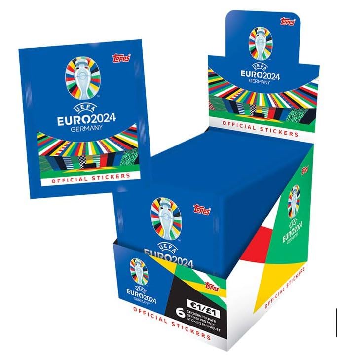 Topps Official Euro 2024 Sticker Collection - Full Box (100 Packets). 6 Stickers per Packet (600 Stickers)