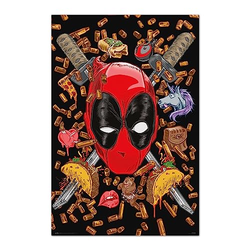 Grupo Erik Marvel Deadpool Bullets And Chimichangas Poster - 36 x 24 inches / 91.5 x 61 cm - Shipped Rolled Up - Cool Posters - Art Poster - Posters & Prints - Wall Posters