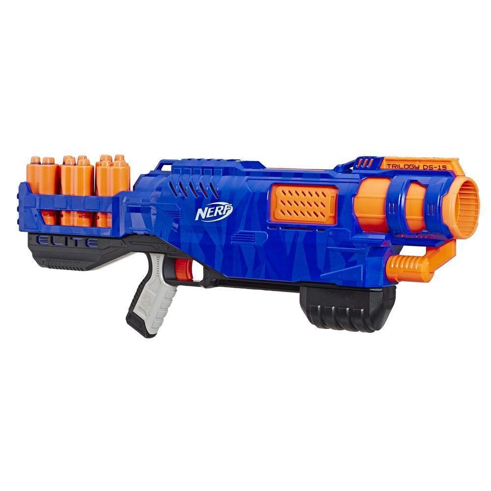 Trilogy DS-15 Nerf N-Strike Elite Toy Blaster with 15 Official Nerf Elite Darts and 5 Shells – For Children, Teens, Adults