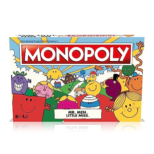 Mr Men and Little Miss Monopoly Board Game, Advance to Mr Tickle, Little Miss Splendid and Mr Sneeze, expand your empire and trade your way to victory, gift for players aged 8 plus