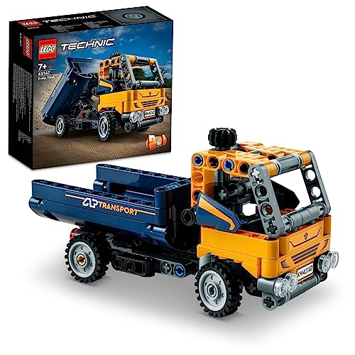 LEGO Technic Dump Truck Toy 2in1 Set, Construction Vehicle Model to Excavator Digger, Engineering Toys, Gift for Boys and Girls Aged 7 Plus 42147