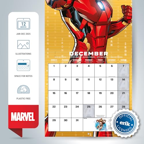 Grupo Erik Marvel Avengers Wall Calendar 2025 | 12" x 12" Square Calendar 2025, Wall Planner 2025, Family Planner Calendar 2025 | Avengers Calendar 2025, Marvel Calendar 2025