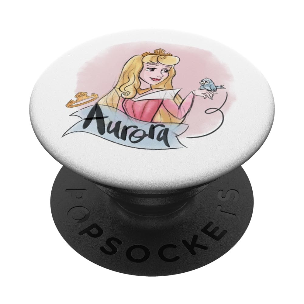 Disney Sleeping Beauty Princess Aurora with Pink Background PopSockets Swappable PopGrip