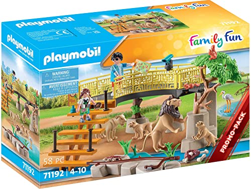 PlayMOBIL 71192 Family Fun Lion Enclosure, Animal Playset with lion family and zoo visitors, Fun Imaginative Role-Play, Playset Suitable for Children Ages 4+