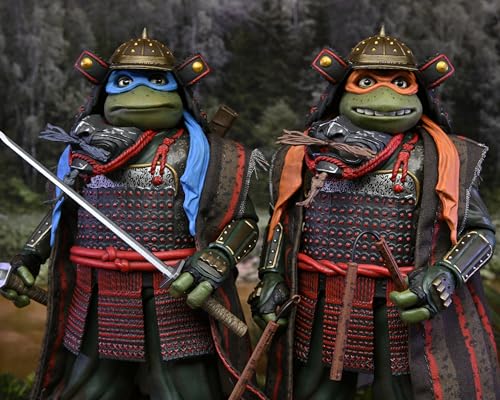 NECA Teenage Mutant Ninja Turtles 3 (Movie) - Turtles in Time- 1:7 Scale Collectible Action Figures, Leonardo & Michelangelo 2-Pack