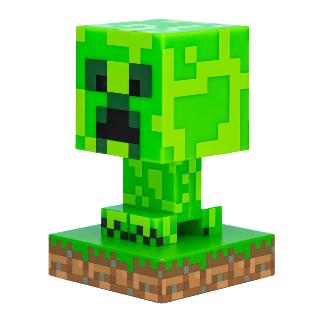 Paladone Minecraft Creeper Light, Lamp, & Night Light - 12 cm Tall - Battery Powered - Gaming Room & Bedroom Decor for Minecraft Gamers, Green