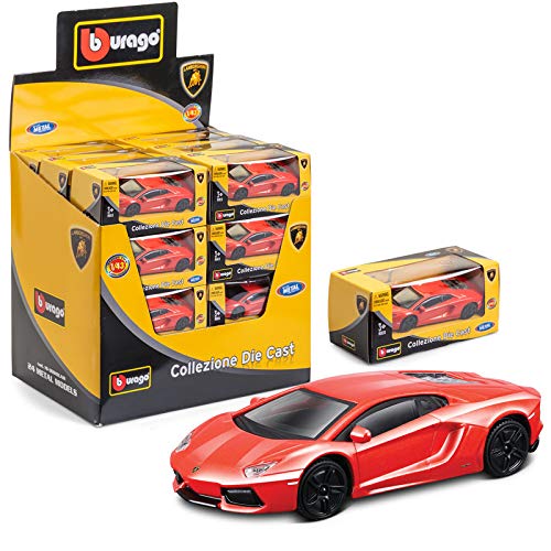 Bburago Street FIRE Lamborghini Super Car-1:43 Scale-Incredibly Detailed Die-Cast Relpica Collectible Model, Metal, Red, one Size