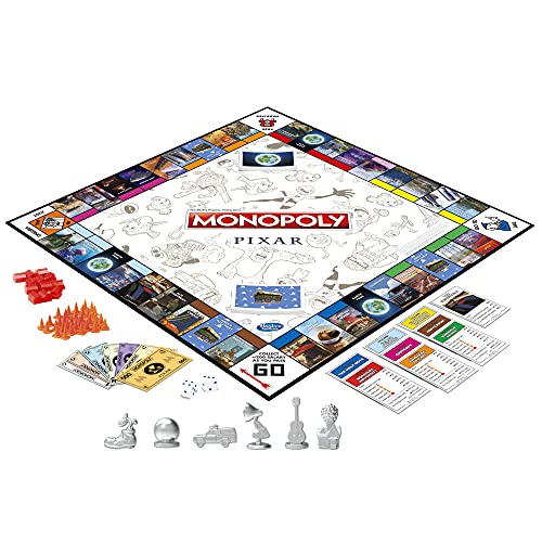 Monopoly: Pixar Edition Board Game for Kids 8 and Up, Buy Locations from Disney and Pixar's Toy Story, The Incredibles, Up, Coco, Lightyear, and More (Amazon Exclusive)