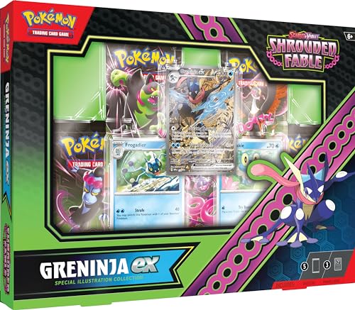 Pokémon TCG: Scarlet & Violet—Shrouded Fable Greninja ex Special Illustration Collection (1 Full-Art Foil Promo Card, 2 Foil Cards & 5 Booster Packs)