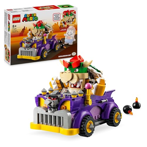 LEGO Super Mario Bowser’s Muscle Car Expansion Set, Collectible Race Kart Toy for 8 Plus Year Old Boys, Girls & Kids with a Bowser Character Figure, Small Gifts for Gamers Who Love Creative Play 71431