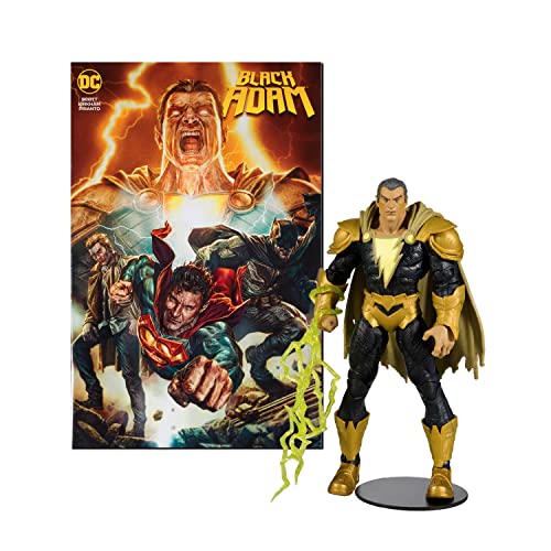 McFarlane Toys, 7-Inch DC Direct Black Adam Action Figure with 22 Moving Parts, Collectible DC Black Adam Comic Figure with Unique Collectible Character Card and Comic Book – Ages 12+