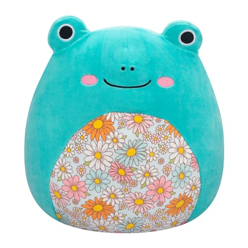 Squishmallows SQCR05383 7.5-Inch-Robert The Aqua Frog with Floral Belly, Multicolour