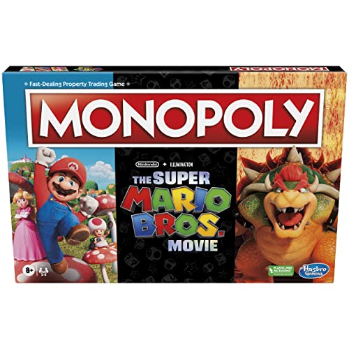 Monopoly The Super Mario Bros. Movie Edition Kids Board Game | Family Games for Super Mario Fans | Includes Bowser Token | Ages 8+ | 2-6 Players