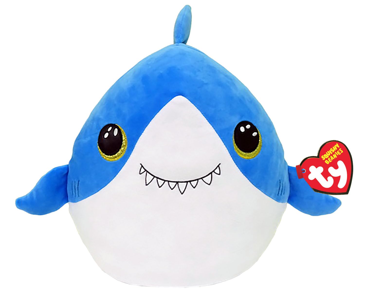 TY Finsley Shark Squish a Boo 14 Inches - Squishy Beanies for Kids, Baby Soft Plush Toys - Collectible Cuddly Stuffed Teddy