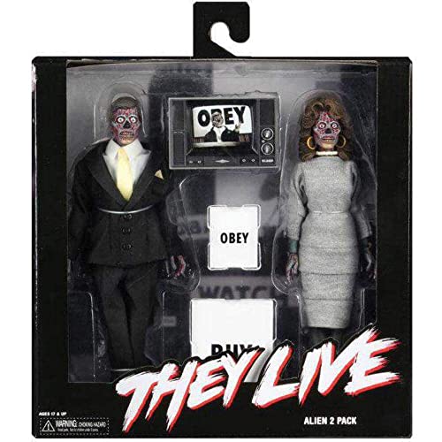 NECA They Live Aliens 8 Inch Retro Clothed Action Figure 2 Pack John Carpenter