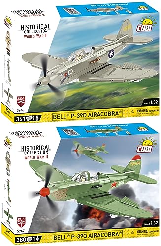 BRICKCOMPLETE Cobi 5746 Bell P-39D Airacobra Whit & 5747 Bell P-39Q Airacobra SOVI Set of 2