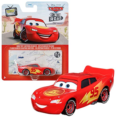 Mattel Selection Vehicles Racing Style Disney Cars Die Cast 1:55 Car, Type: Lightning McQueen Road Trip, CDXV59