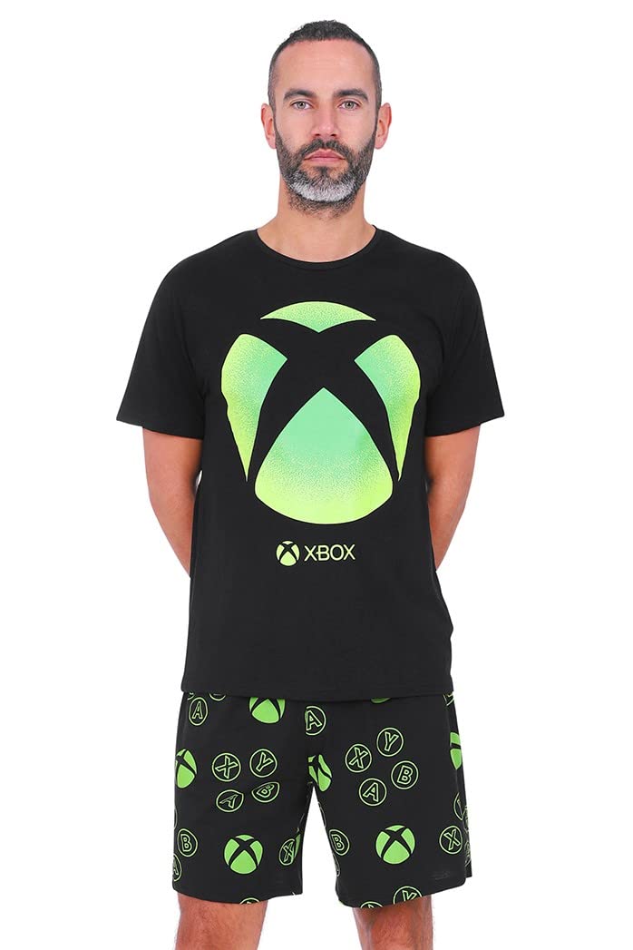 Xbox Official Mens and Boys Matching Gaming Short Cotton Pyjama Set Black (11-12 Years)