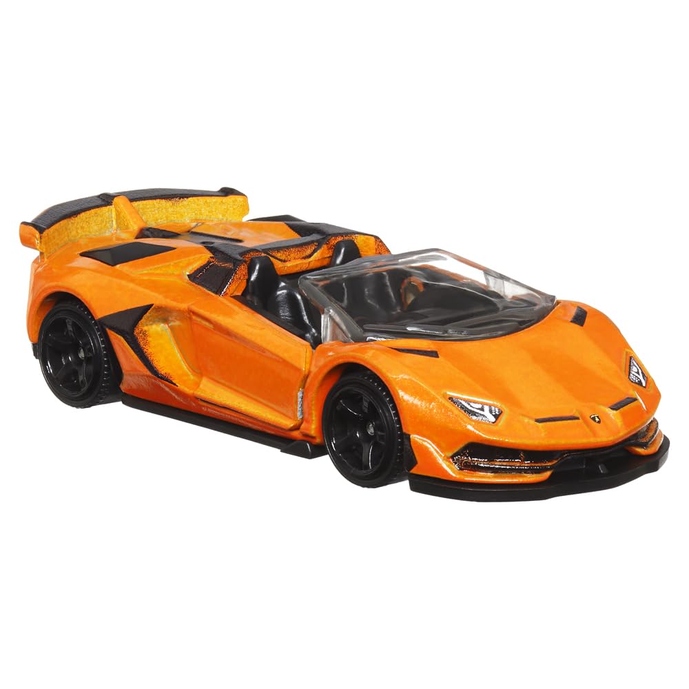 Matchbox Collectible Die-Cast Moving Parts Vehicle - Orange and Black Sports Car - 2019 Inspired by Lamborghini SVJ Roadster